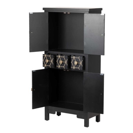 cabinet madera negro-dorado 60x30x130 cm