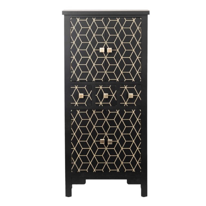 cabinet madera negro-dorado 60x30x130 cm