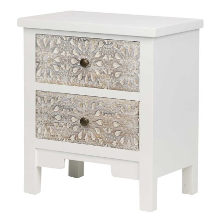 mesita madera tallada blanco-beige 48x30x55 cm