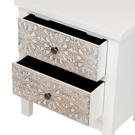 mesita madera tallada blanco-beige 48x30x55 cm