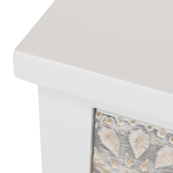 mesita madera tallada blanco-beige 48x30x55 cm