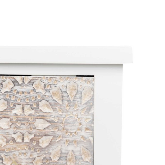 mesita madera tallada blanco-beige 48x30x55 cm