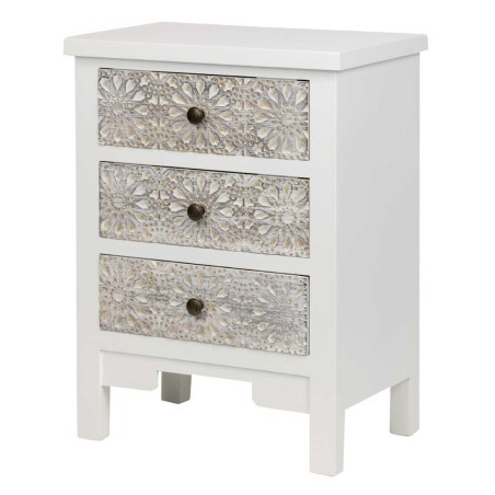 mesita madera tallada blanco-beige 48x30x64 cm