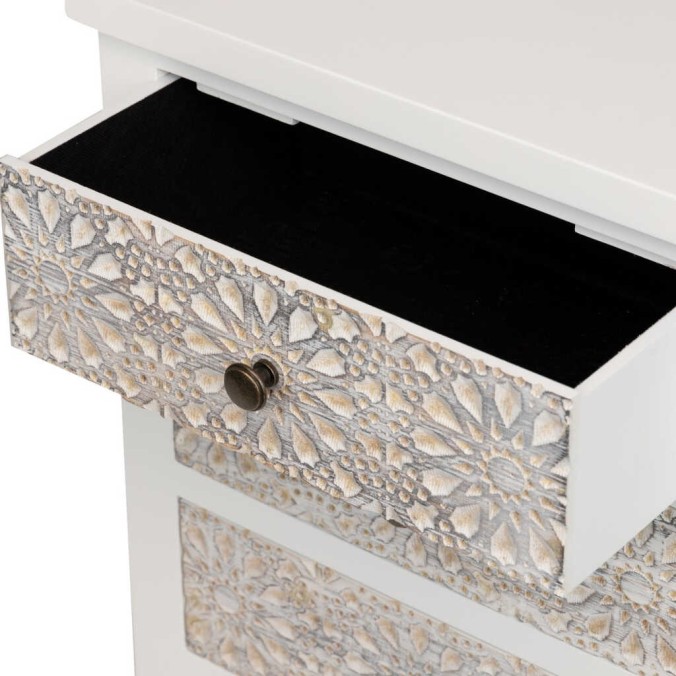 mesita madera tallada blanco-beige 48x30x64 cm