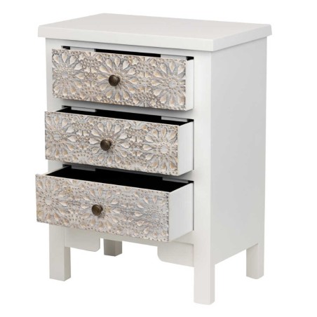 mesita madera tallada blanco-beige 48x30x64 cm