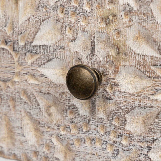 comoda madera tallada blanco-beige 78x30x78 cm