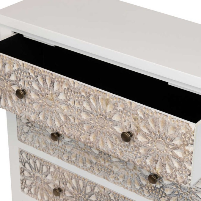 comoda madera tallada blanco-beige 78x30x78 cm