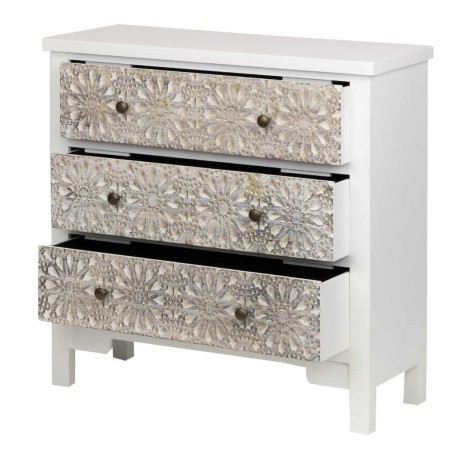 comoda madera tallada blanco-beige 78x30x78 cm