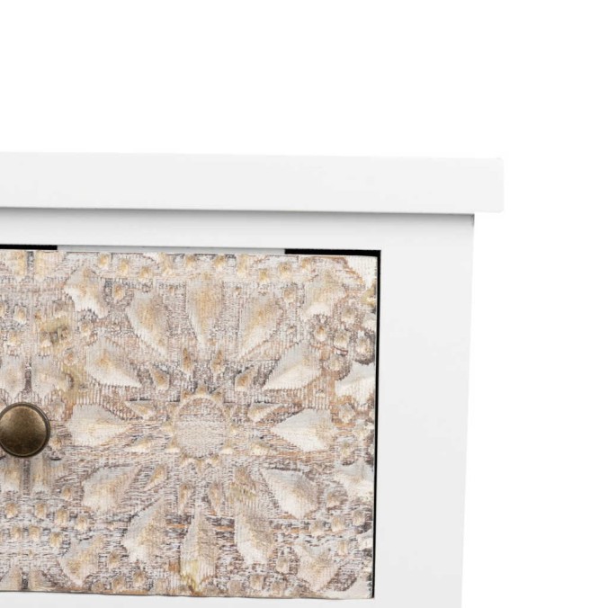 comoda madera tallada blanco-beige 78x30x78 cm