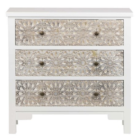 comoda madera tallada blanco-beige 78x30x78 cm