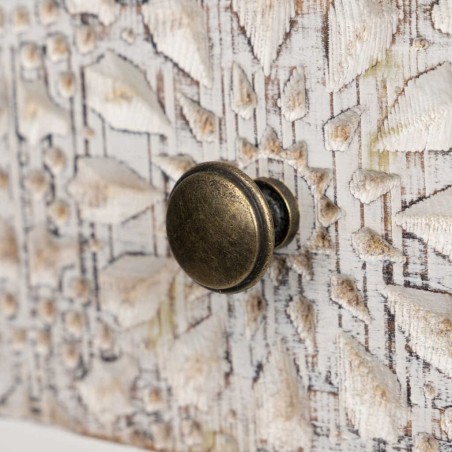 consola madera tallada blanco-beige 78x30x78 cm