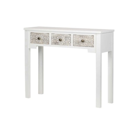 consola madera tallada blanca-beige 95x30x78 cm