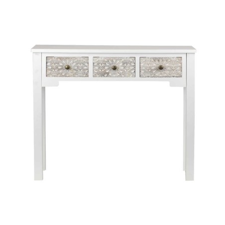 consola madera tallada blanca-beige 95x30x78 cm