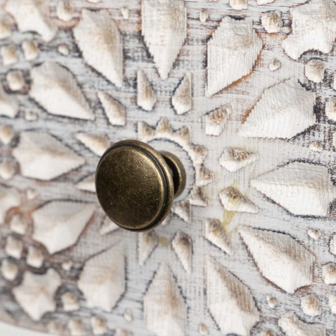 consola madera tallada blanca-beige 95x30x78 cm