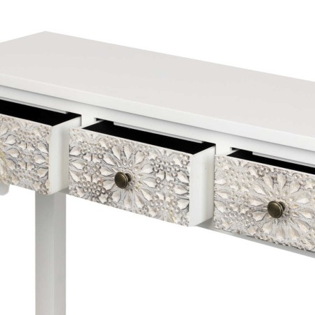 consola madera tallada blanca-beige 95x30x78 cm