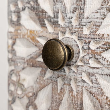 cabinet madera tallada blanco-beige 60x30x100 cm