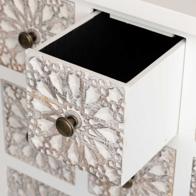 cabinet madera tallada blanco-beige 60x30x100 cm