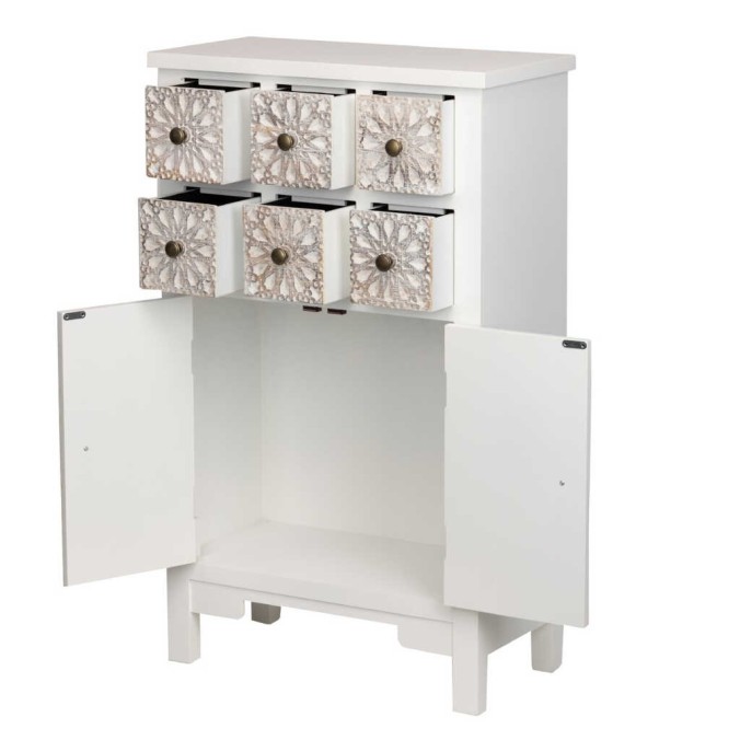 cabinet madera tallada blanco-beige 60x30x100 cm