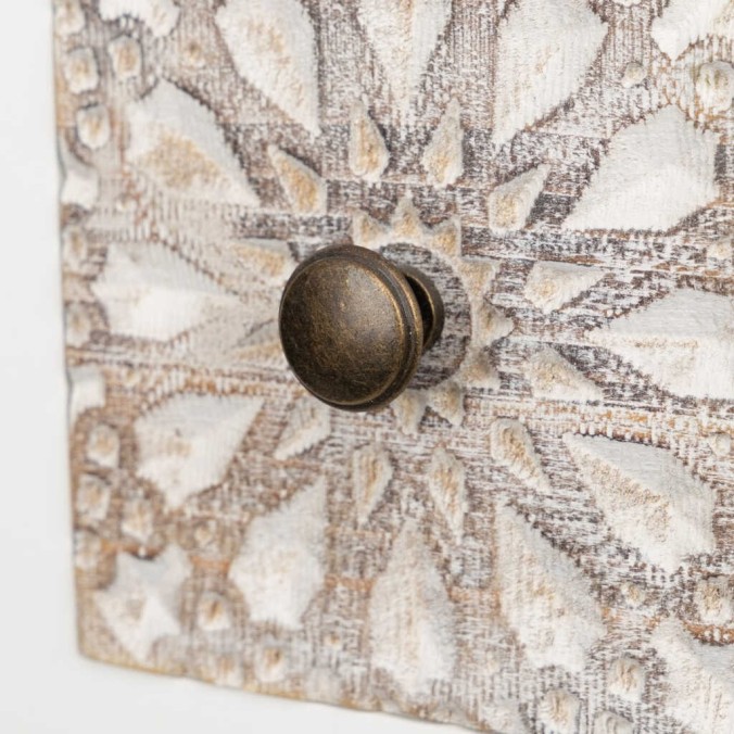 cabinet madera tallada blanco-beige 60x30x130 cm