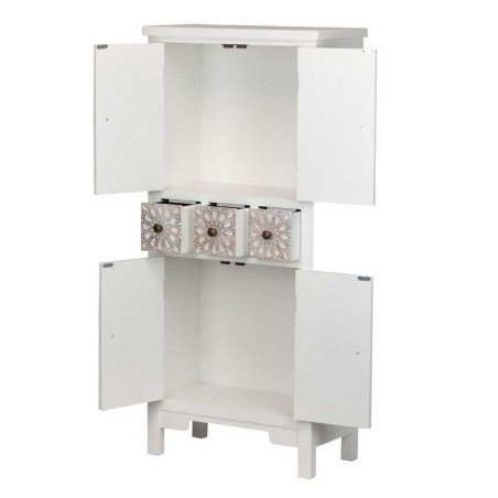 cabinet madera tallada blanco-beige 60x30x130 cm