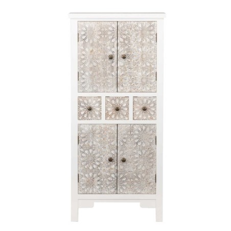 cabinet madera tallada blanco-beige 60x30x130 cm