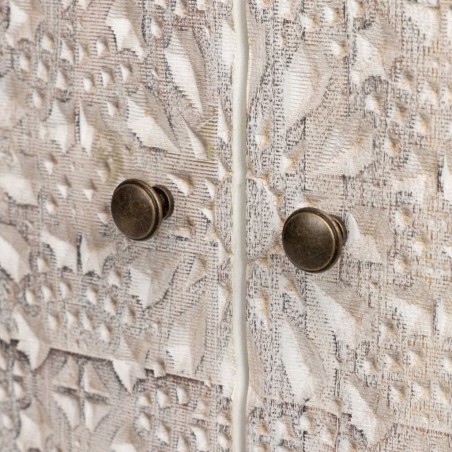 aparador madera tallada blanco-beige 120x40x80 cm