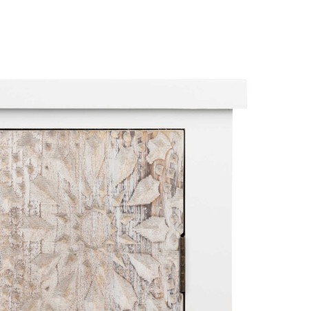 aparador madera tallada blanco-beige 120x40x80 cm