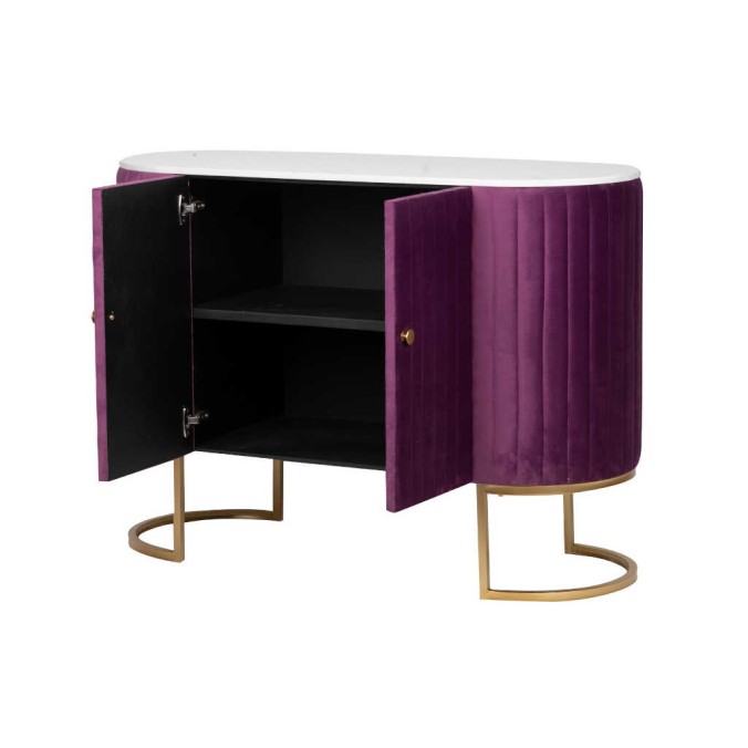 aparador velvet-marmol morado-dorado 120x48x85 cm