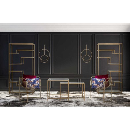 estanteria metal dorada baldas cristal 82x42x173cm