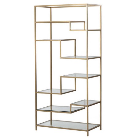 estanteria metal dorada baldas cristal 82x42x173cm