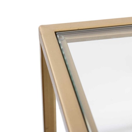 consola metal dorada baldas cristal 130x30x80 cm