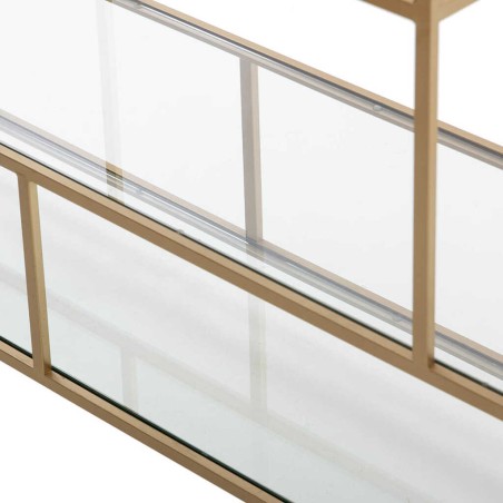 consola metal dorada baldas cristal 130x30x80 cm