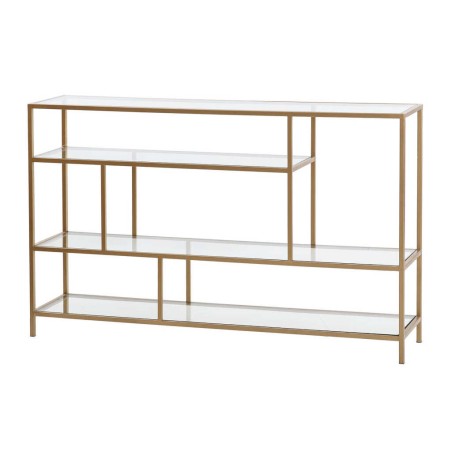 consola metal dorada baldas cristal 130x30x80 cm