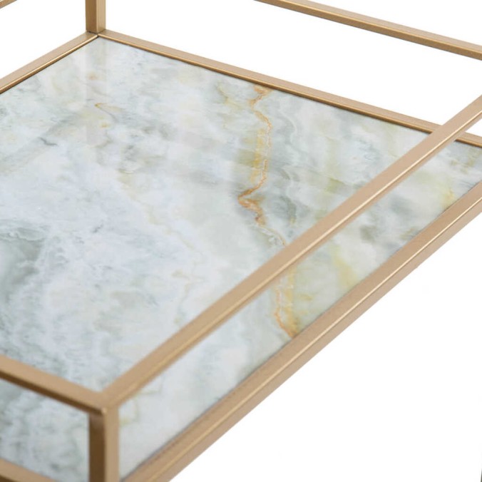 camarera metal dorada con marmolina 60x40x75 cm