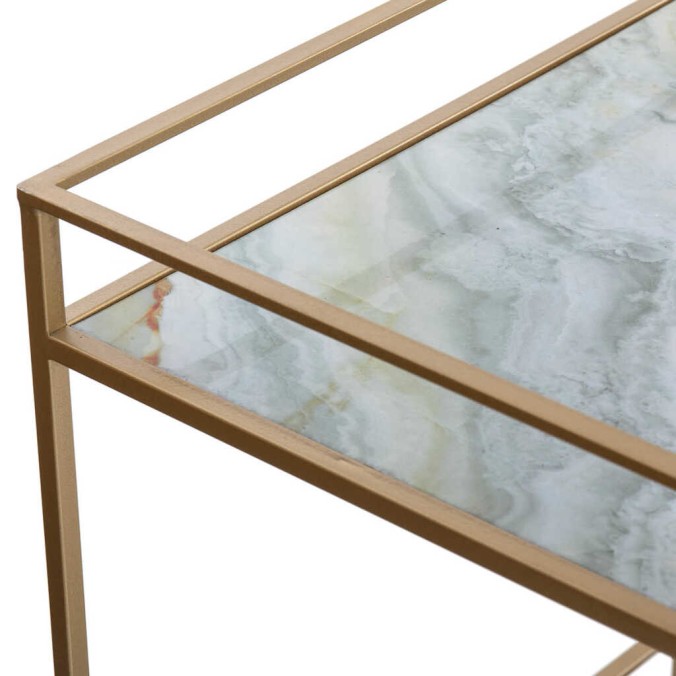 camarera metal dorada con marmolina 60x40x75 cm