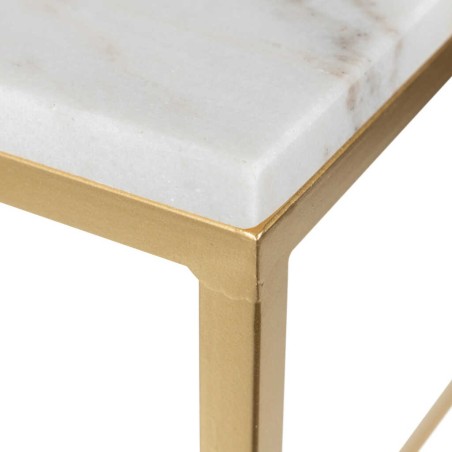 consola metal dorada marmol blanco 100x28x80 cm