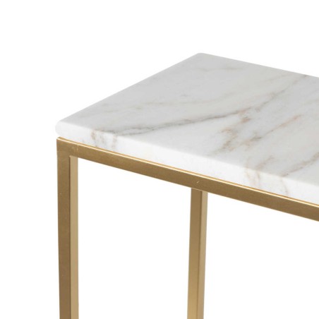 consola metal dorada marmol blanco 100x28x80 cm
