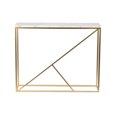 consola metal dorada marmol blanco 100x28x80 cm