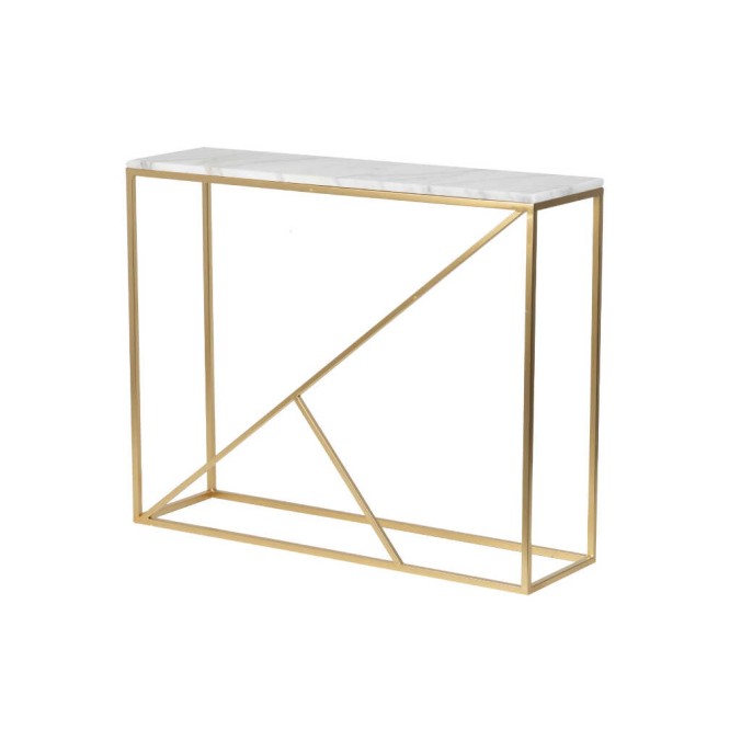 consola metal dorada marmol blanco 100x28x80 cm