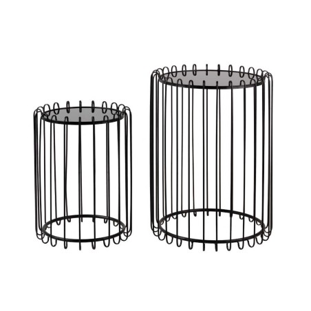 set 2 mesas metal-cristal 50x50x70-35x35x55 cm