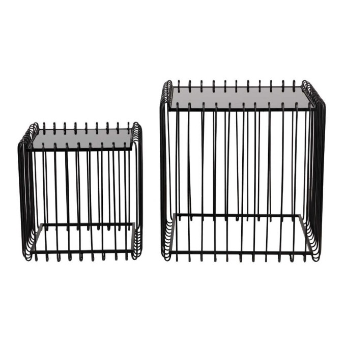 set 2 mesas metal-cristal 60x60x60-45x45x45 cm