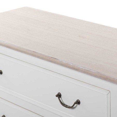 comoda blanca con tapa madera natural 93x40x78 cm
