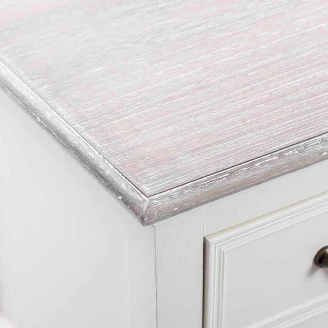 mesita blanca con tapa madera natural 41x35x68 cm