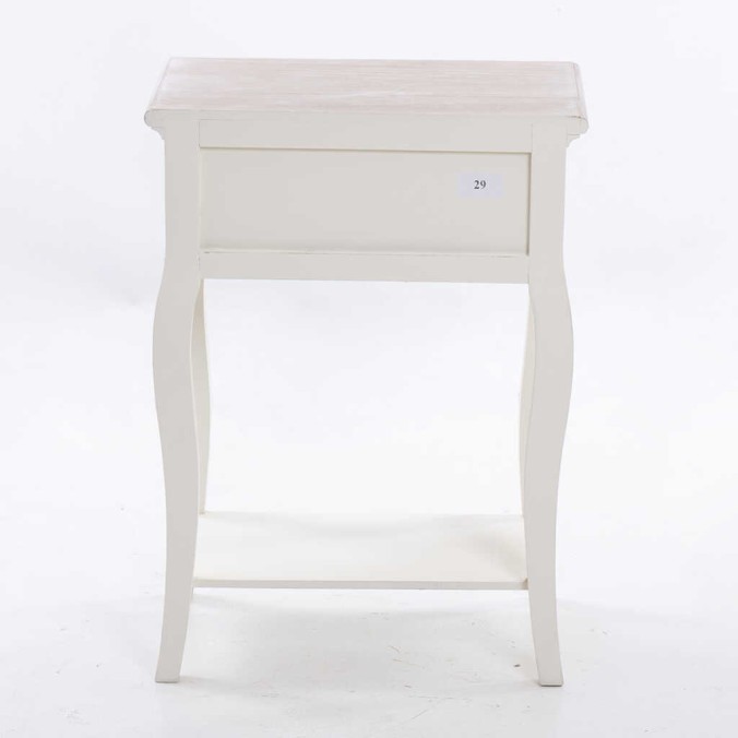 mesita blanca con tapa madera natural 45x30x61 cm