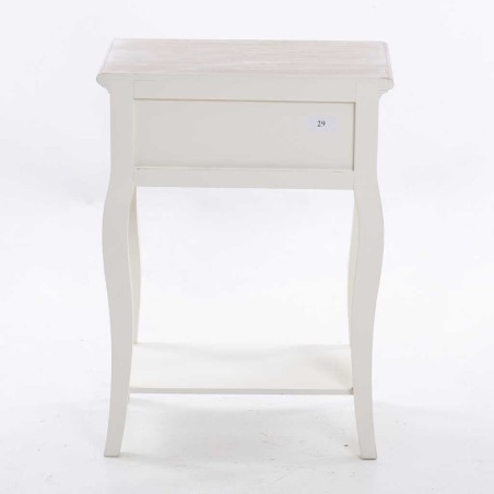 mesita blanca con tapa madera natural 45x30x61 cm
