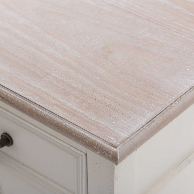 mesita blanca con tapa madera natural 45x30x61 cm