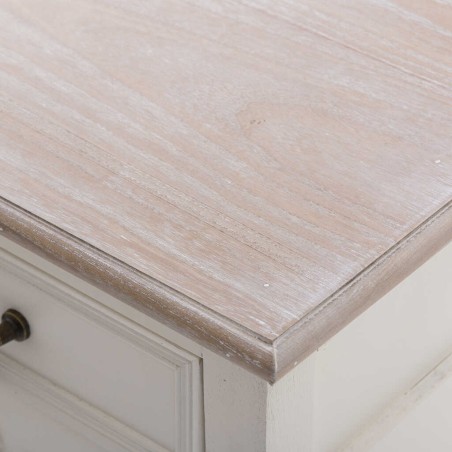 mesita blanca con tapa madera natural 45x30x61 cm