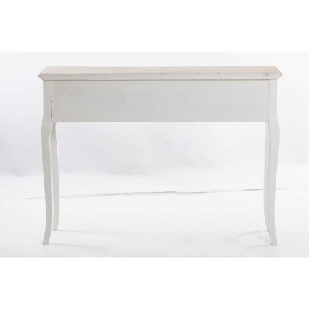 consola blanca con tapa madera natural 110x30x80cm