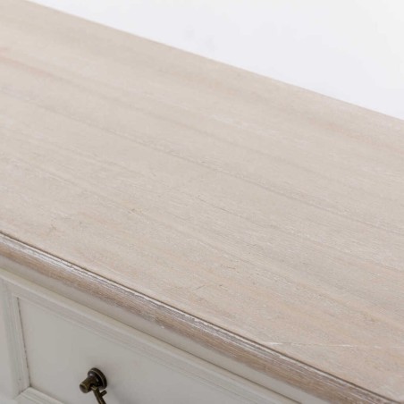 consola blanca con tapa madera natural 110x30x80cm