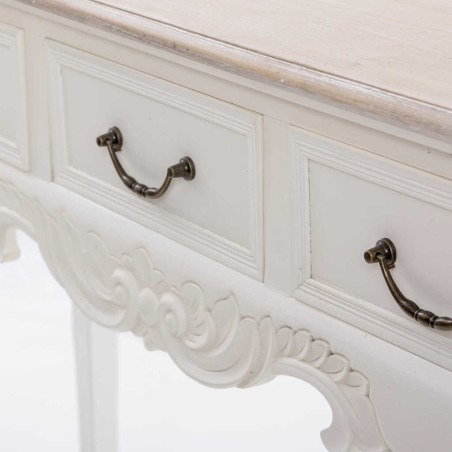 consola blanca con tapa madera natural 110x30x80cm